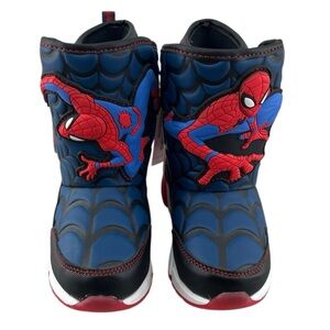 Baby Boy’s Spider-Man Light Up Winter Snow Boots Shoes Size 6